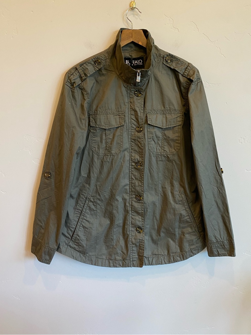 BUFFALO DAVID BITTON Olive Green Military Utility Jacket